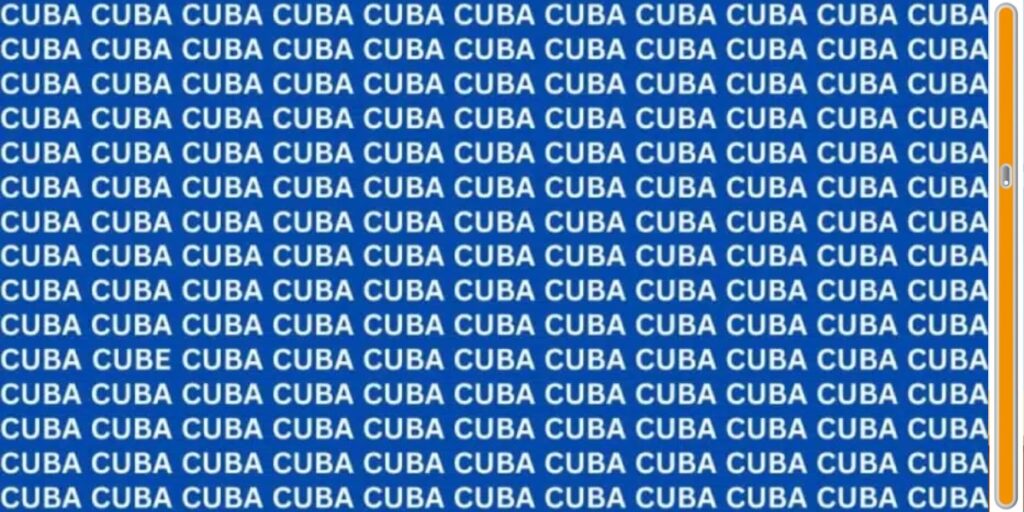 Gioco di osservazione: sei capace di individuare l'elemento estraneo? Metti alla prova la tua attenzione trovando l'intruso nascosto nella parola Cuba in meno di 6 secondi!